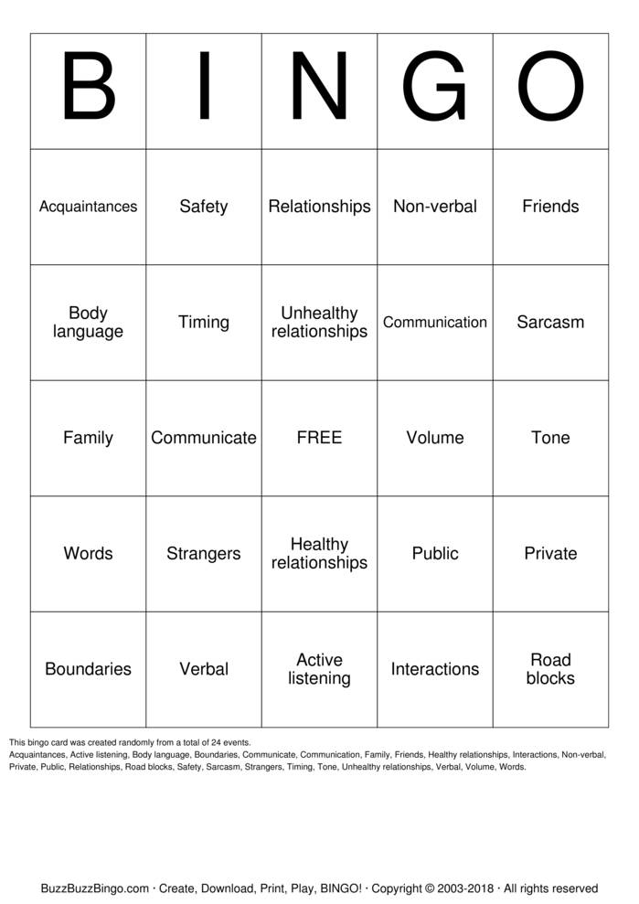 communication Bingo Cards to Download, Print and Customize!