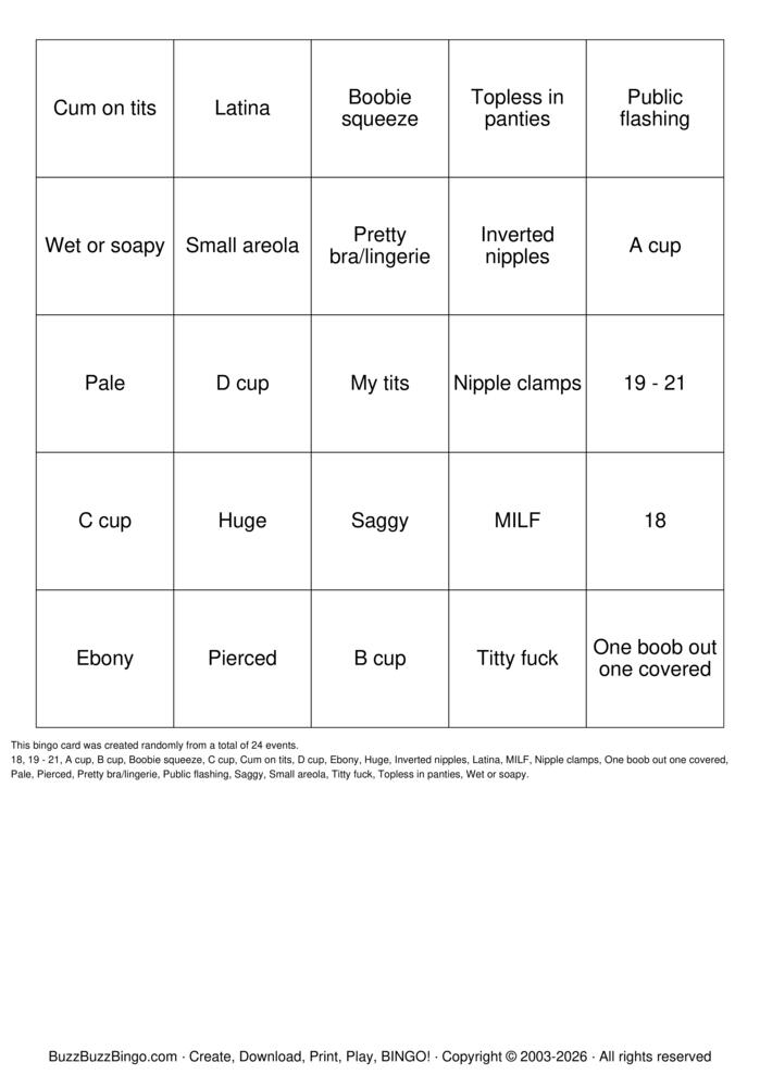 Download Free Boobs Bingo Cards