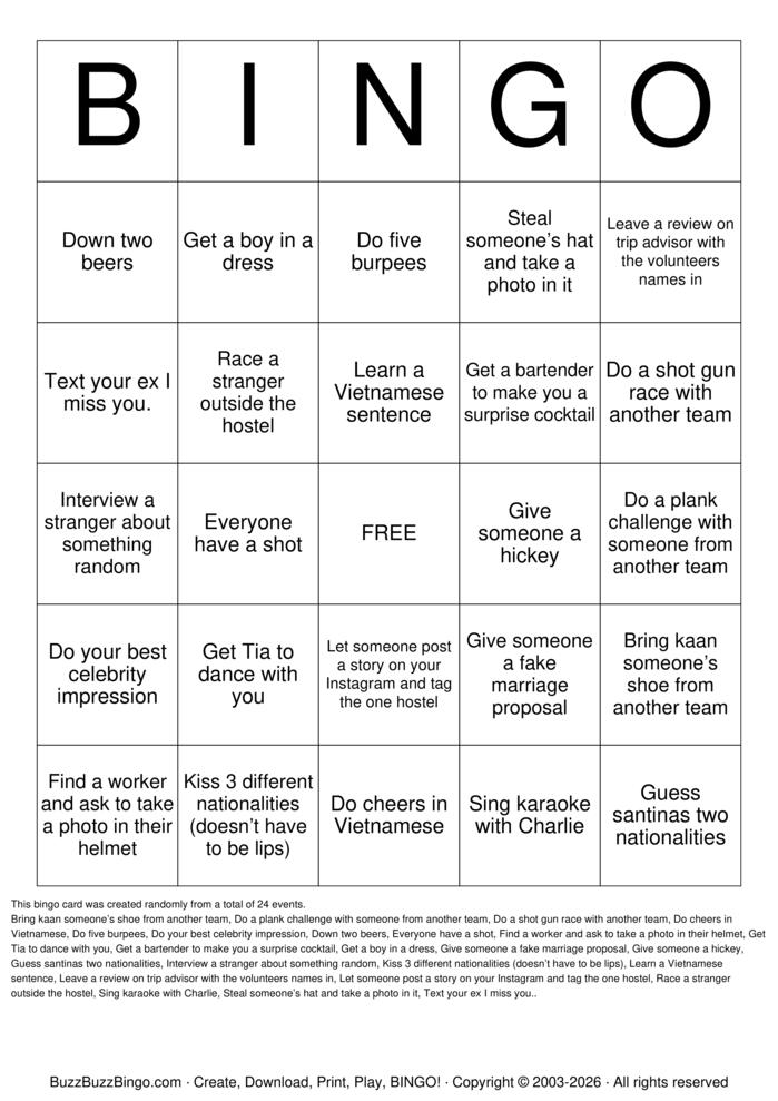 Download Free Challenge Bingo Cards