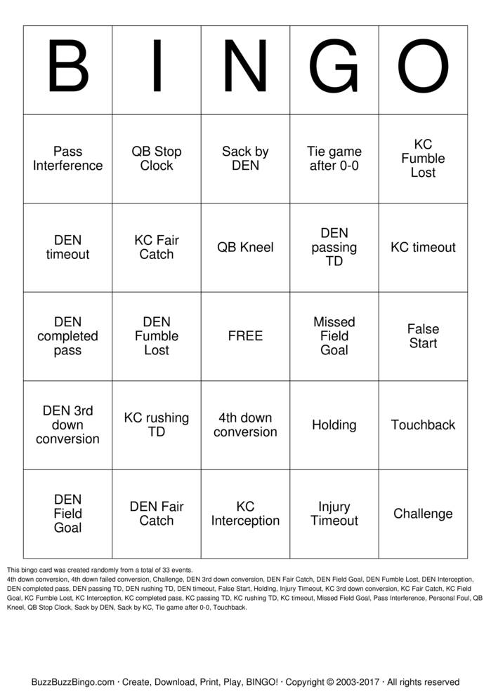 Football Bingo Cards to Download, Print and Customize!