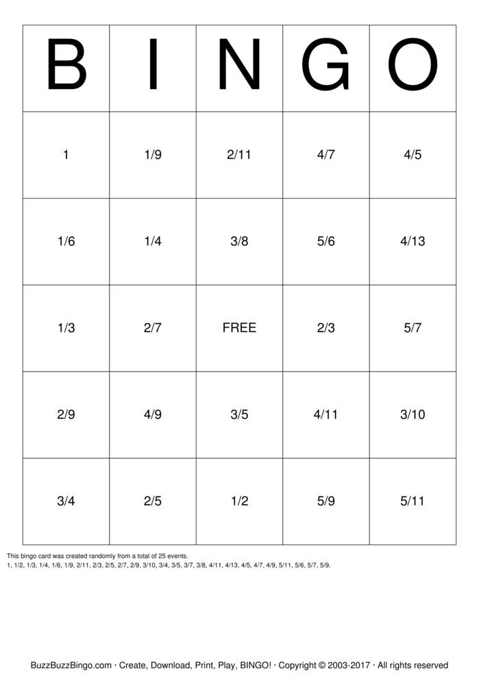 Download Free Math Division Bingo Cards