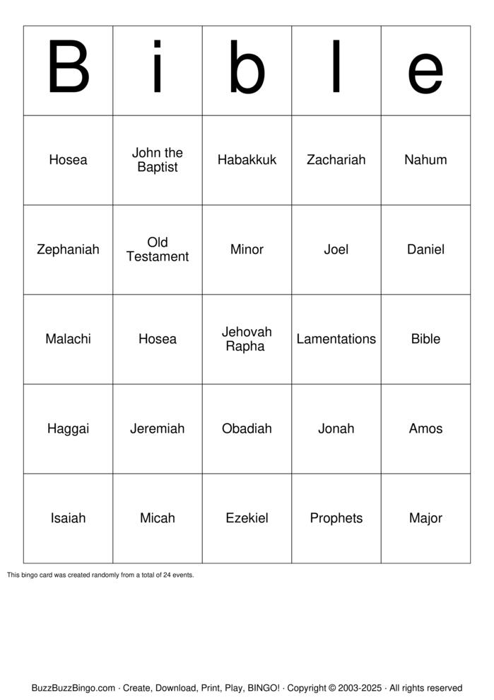 Download Free Minor Prophet & Major Prophets Bingo Cards Download Free Minor Prophet & Major Prophets Bingo Cards
