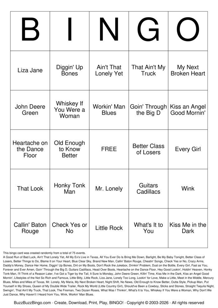Download Free Two-Step Country Titles Bingo Cards Download Free Two-Step Country Titles Bingo Cards