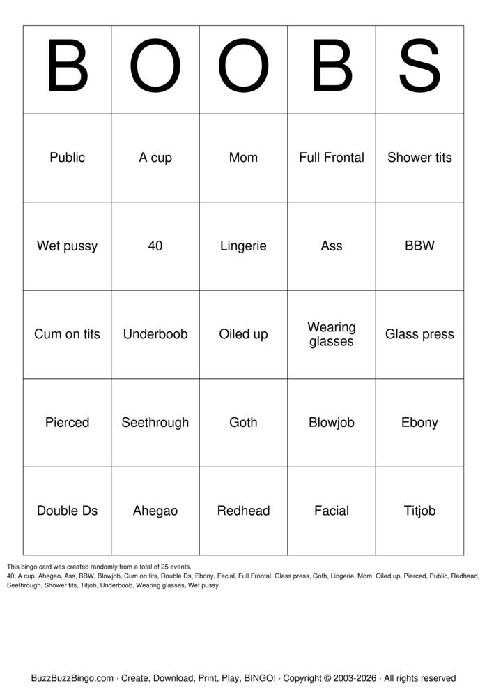 Download Free Boobs Bingo Cards Download Free Boobs Bingo Cards