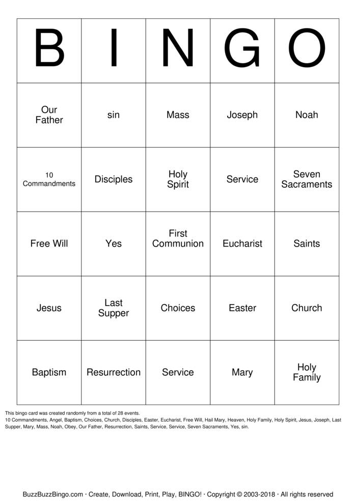 CCD Review Bingo Bingo Cards to Download, Print and Customize!