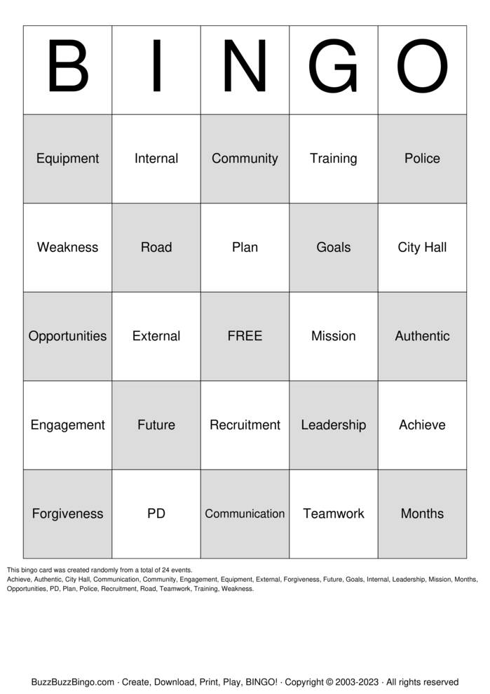Download Free Custom Bingo Cards