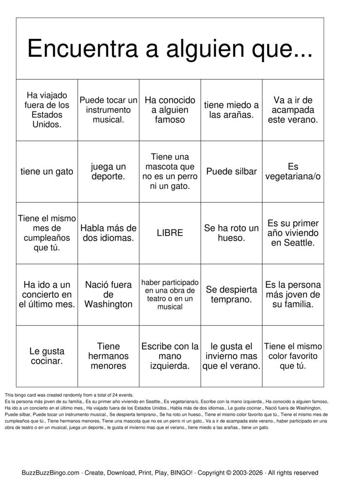 Download Free Getting to Know you! Bingo Cards