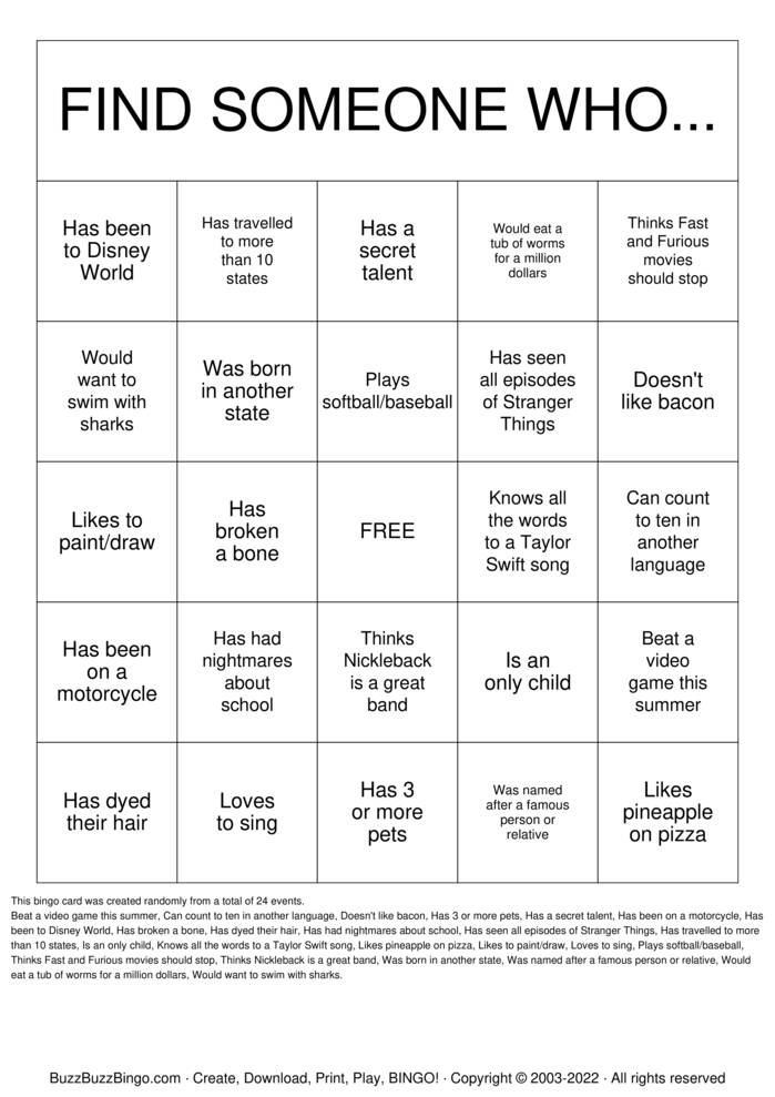 Download Free Mingle Bingo  Bingo Cards