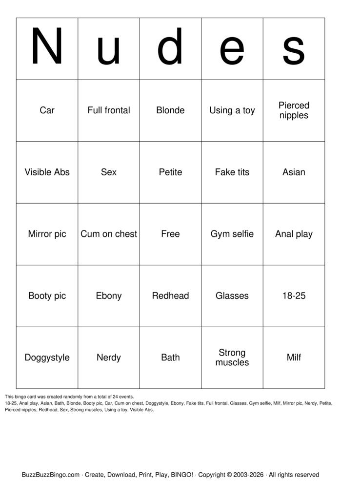 Download Free Nude Bingo Bingo Cards