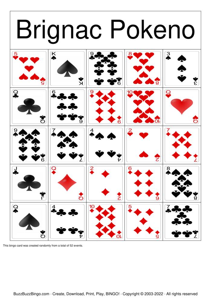 Download Free Pokeno Bingo Cards