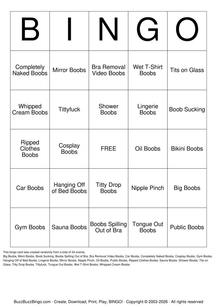 Download Free Titty Bingo Adventure  Bingo Cards