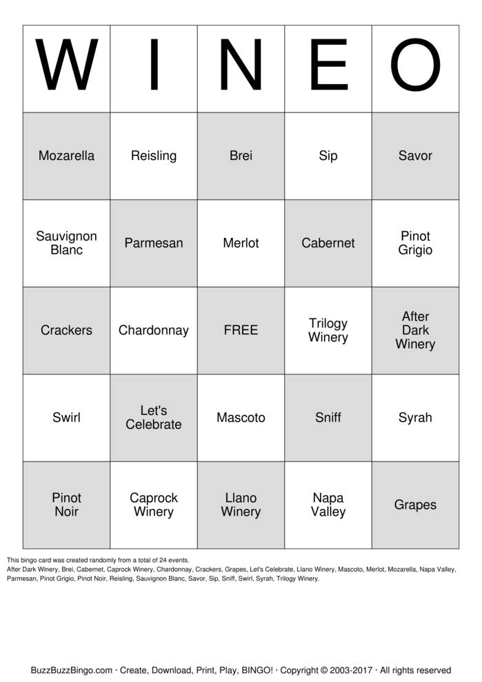 Download Free WINEO Bingo Cards