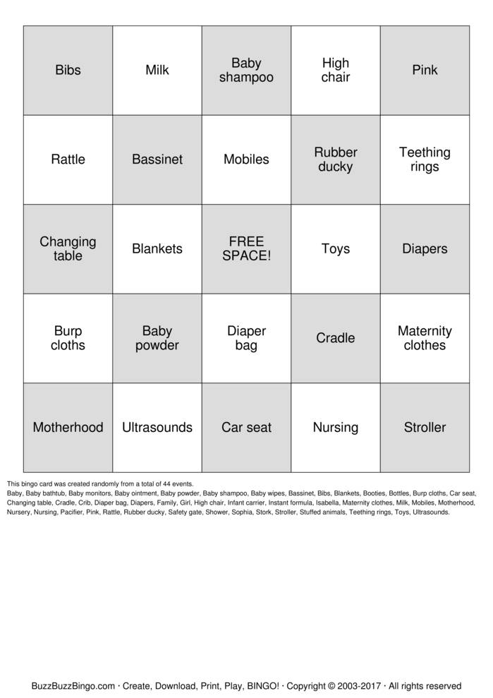 Baby Bingo Cards to Download, Print and Customize!
