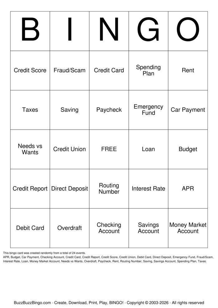 Download Free Budget Boss Bingo Cards