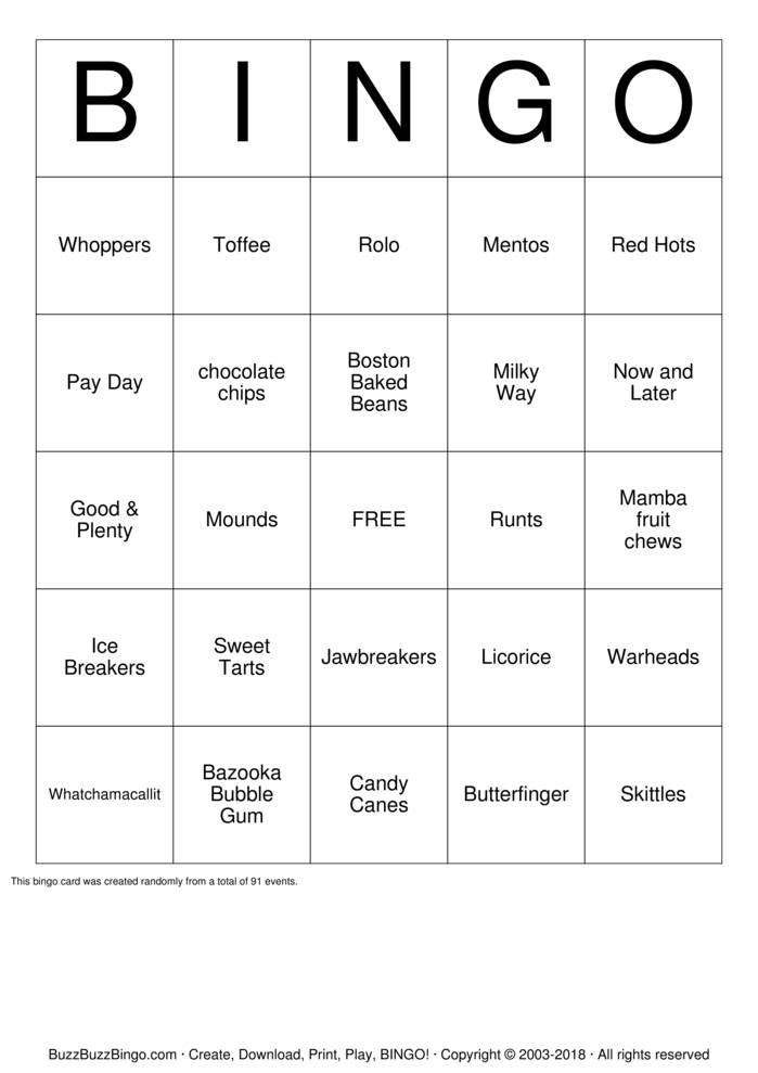 Download Free Candyland Bingo Cards Download Free Candyland Bingo Cards