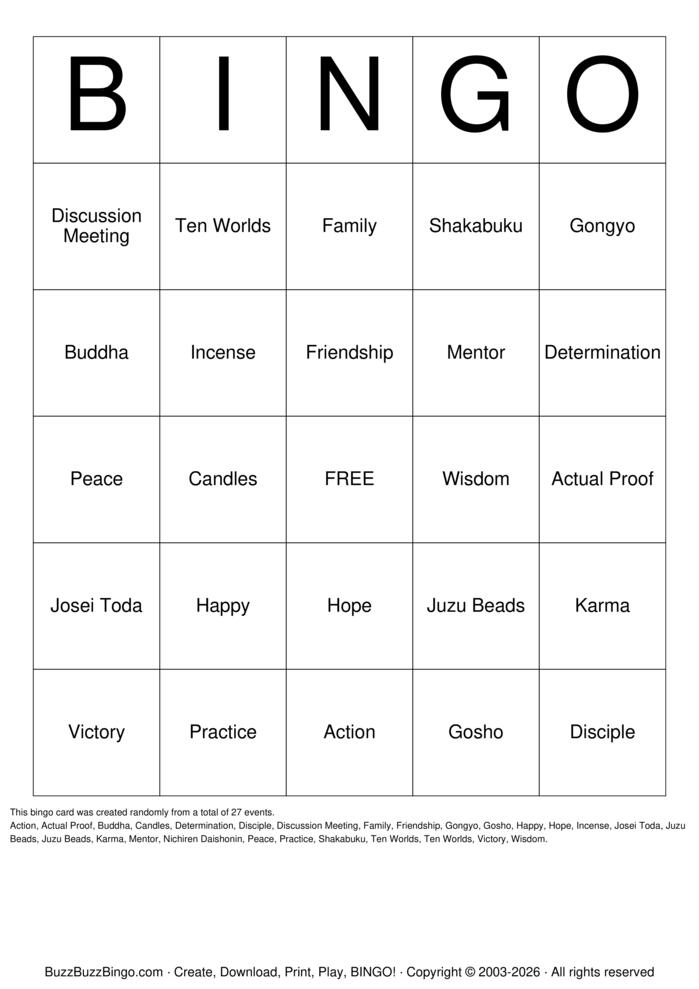 Download Free Custom Bingo Cards