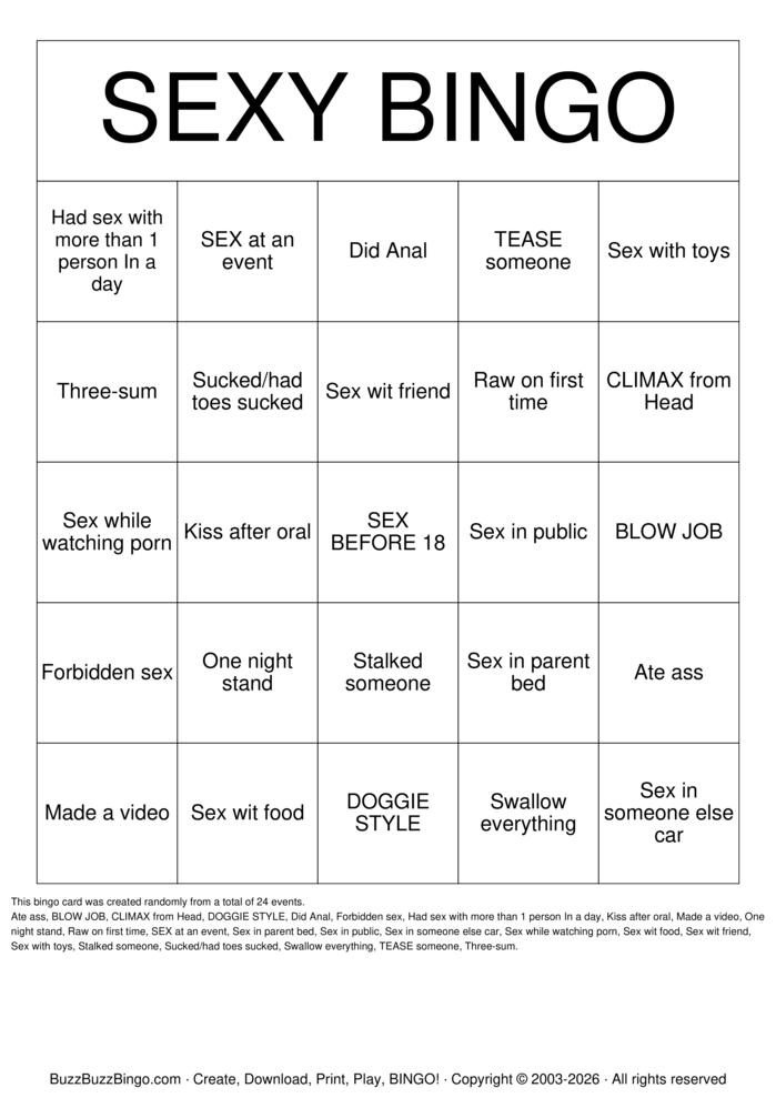 Download Free DIRTY BINGO Bingo Cards