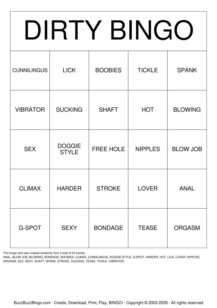 Download Free DIRTY BINGO Bingo Cards Download Free DIRTY BINGO Bingo Cards