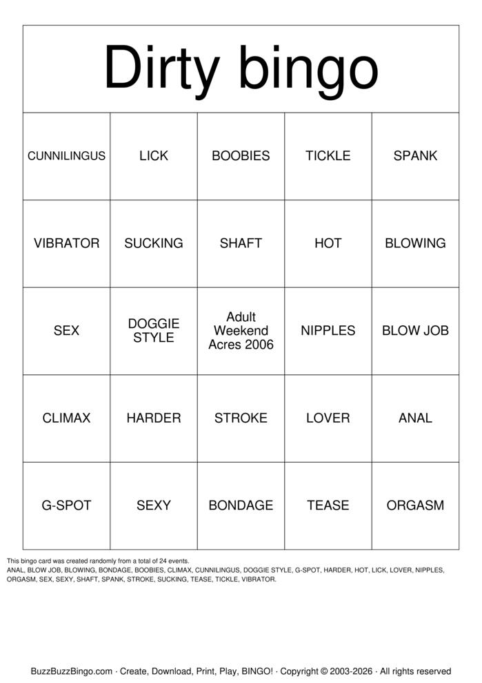 Download Free DIRTY BINGO Bingo Cards