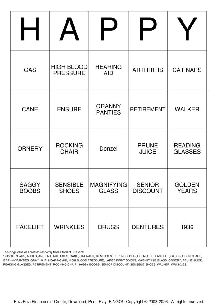 Download Free Donzel's Birthday BINGO!! Bingo Cards