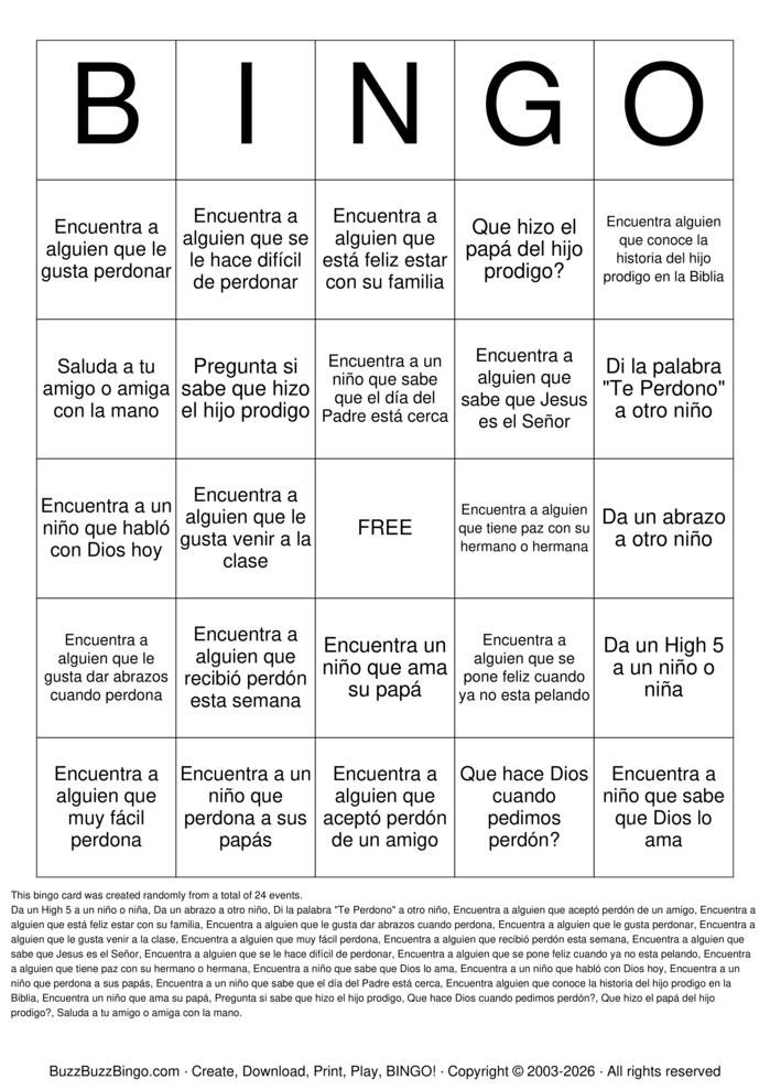 Download Free Forgiveness Bingo Cards