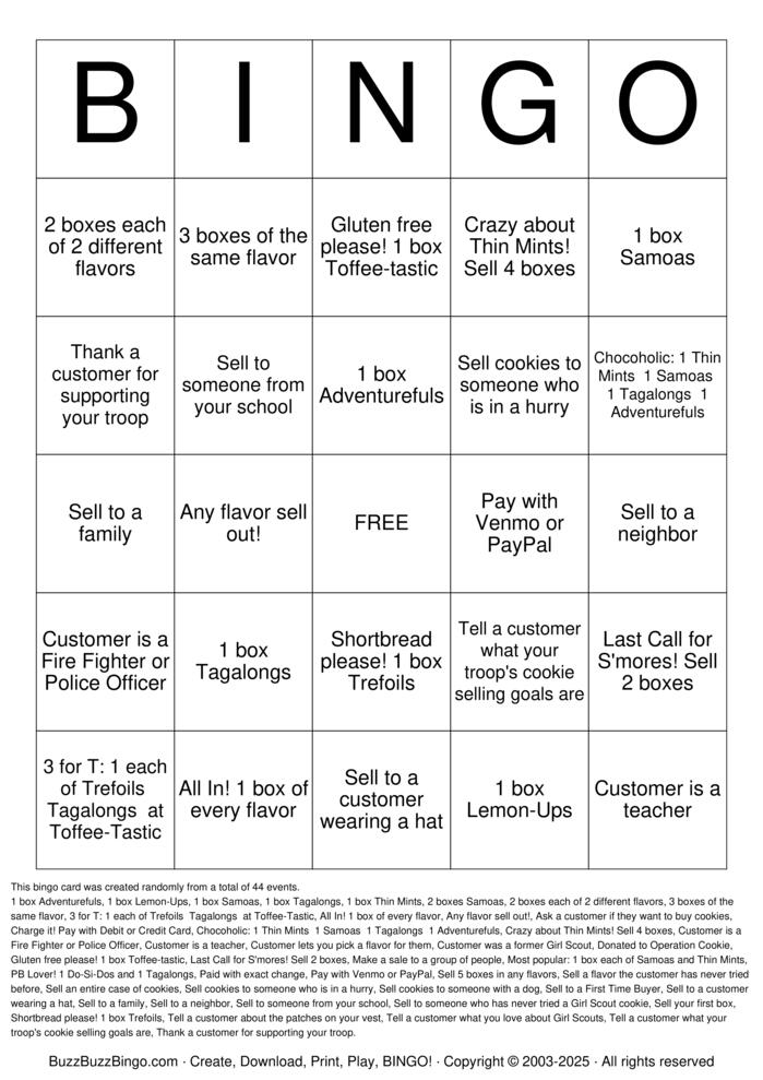 Download Free Girl Scouts Bingo Cards Download Free Girl Scouts Bingo Cards