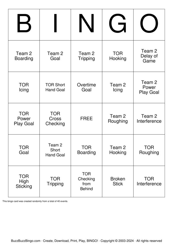 Hockey Bingo Cards to Download, Print and Customize!