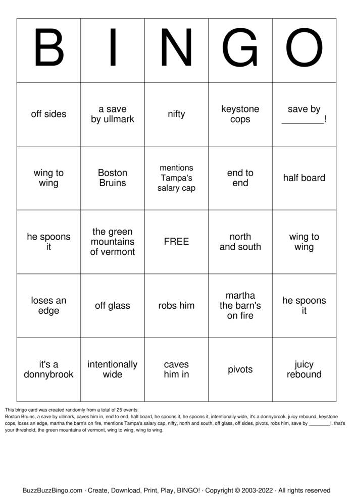 Download Free Jack Edwards BINGO Bingo Cards