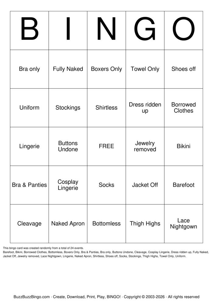 Download Free NSFW Bingo Cards Download Free NSFW Bingo Cards