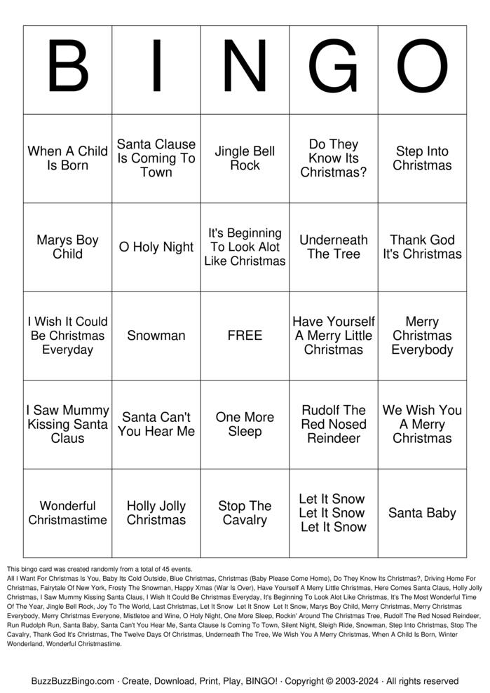Download Free Rock 'N' Roll Bingo Cards
