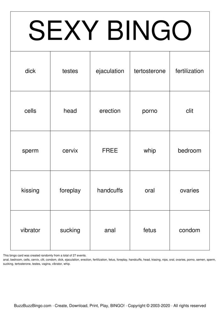 Download Free SEXY BINGO Bingo Cards Download Free SEXY BINGO Bingo Cards