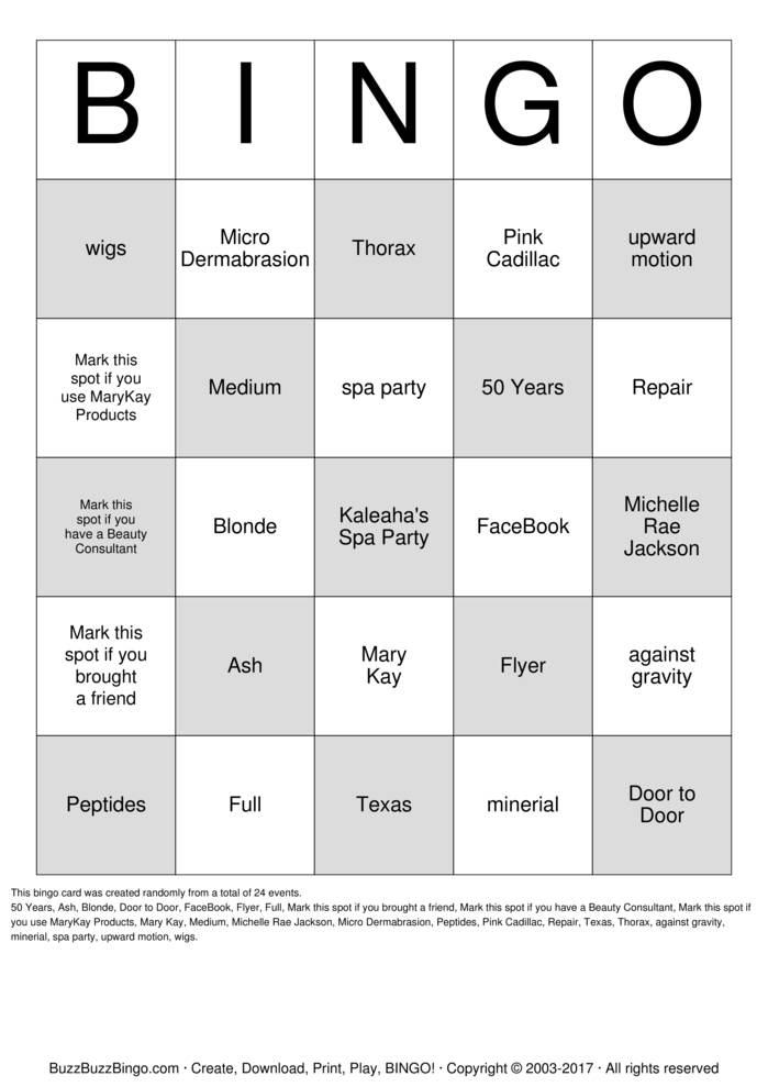 Spa Party Bingo Cards to Download, Print and Customize!