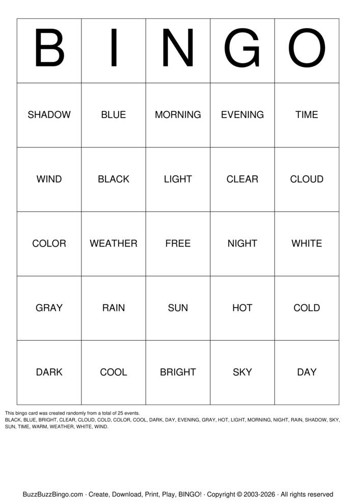 Download Free Vocabulary Bingo Bingo Cards