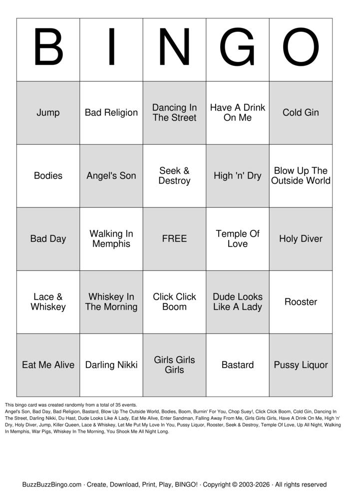 Download Free AC/DC Bingo Cards