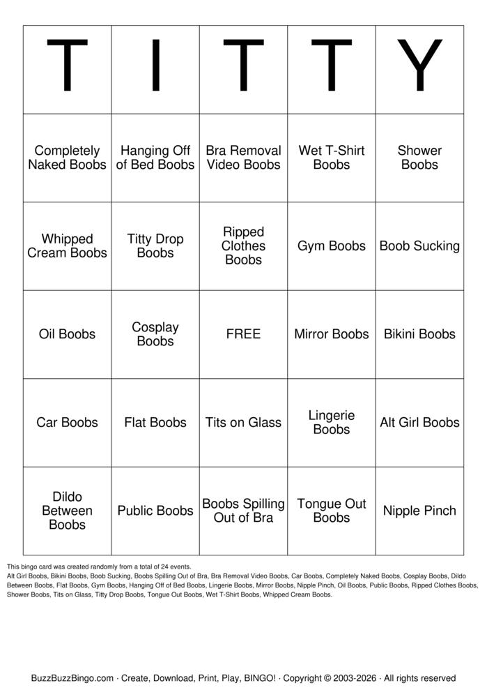 Download Free Boobs Bingo Bingo Cards