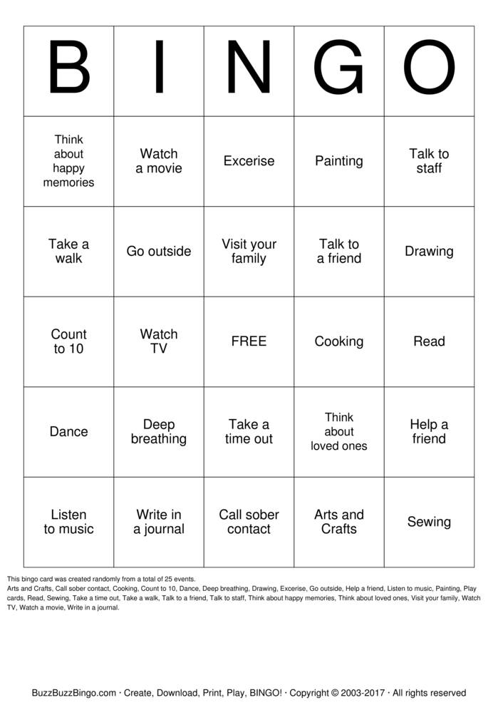 Coping Skills Bingo Cards to Download, Print and Customize!