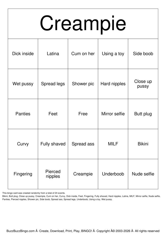 Download Free Creampie Bingo Cards
