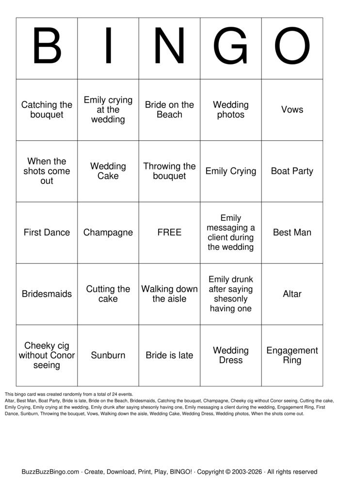 Download Free Custom Bingo Cards