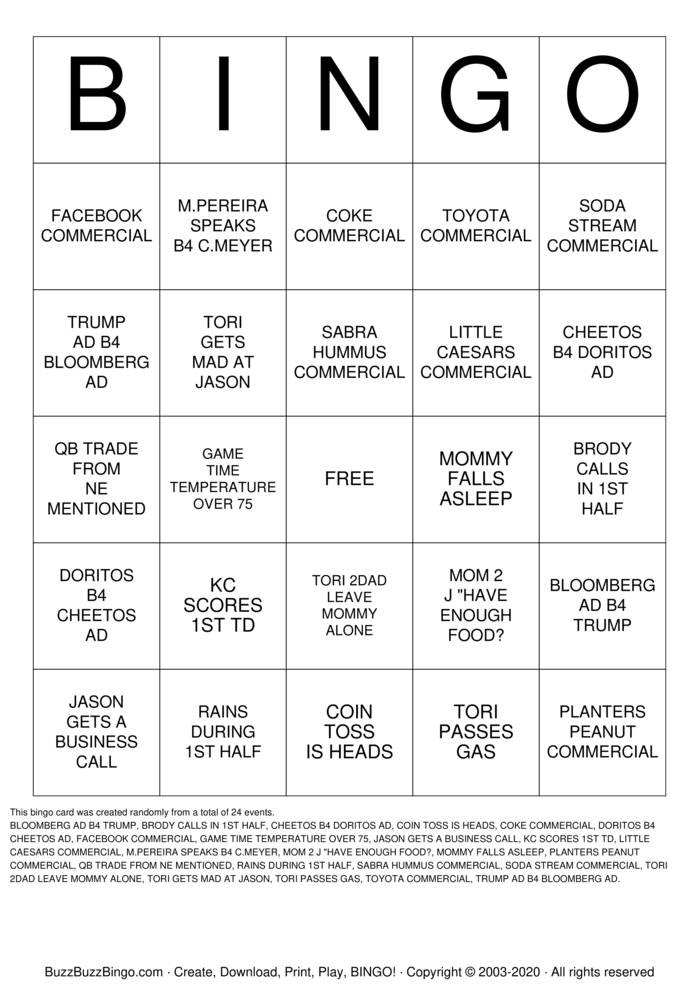 Download Free Custom Bingo Cards