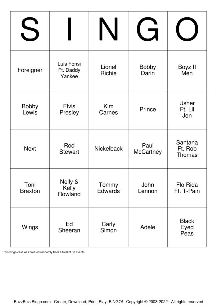 Download Free Custom Bingo Cards Download Free Custom Bingo Cards