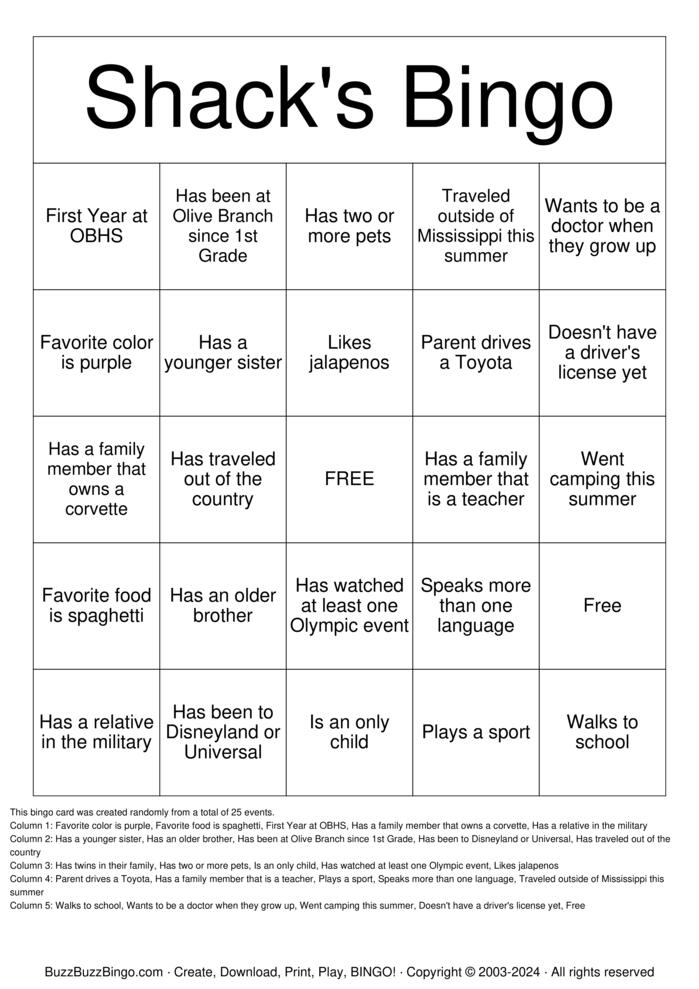 Download Free First Day of School Bingo Cards
