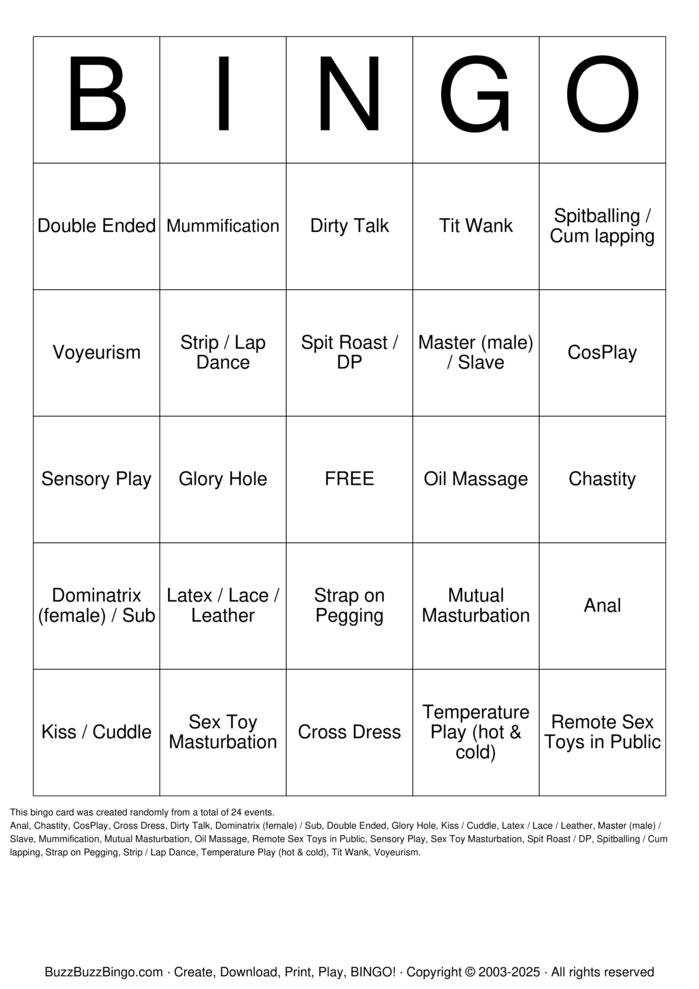 Download Free Mastrubtion Bingo Cards