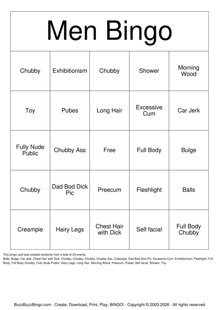 Download Free NSFW Male Bingo Cards Download Free NSFW Male Bingo Cards