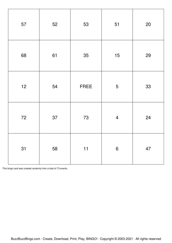 Numbers 1-75 Bingo Cards to Download, Print and Customize!