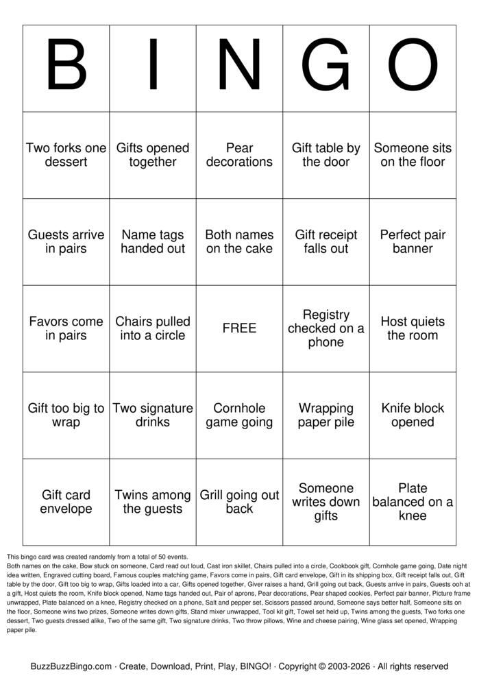 Download Free Perfect Pair Couples Shower Bingo Cards Download Free Perfect Pair Couples Shower Bingo Cards
