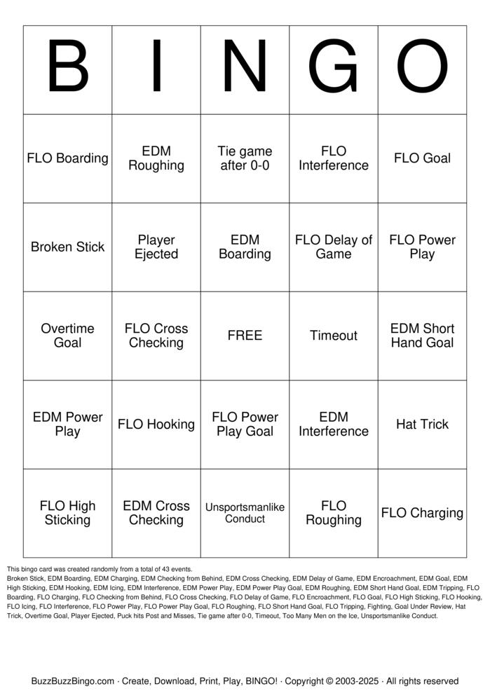 Download Free STANLEY CUP PLAYOFFs Bingo Cards Download Free STANLEY CUP PLAYOFFs Bingo Cards