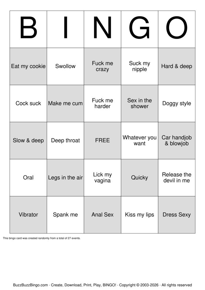 Download Free Sex Challenge Bingo Cards Download Free Sex Challenge Bingo Cards