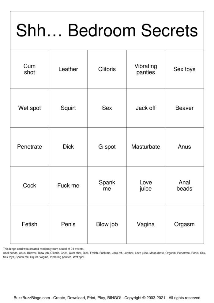 Sex Toy Bingo Cards to Download, Print and Customize!