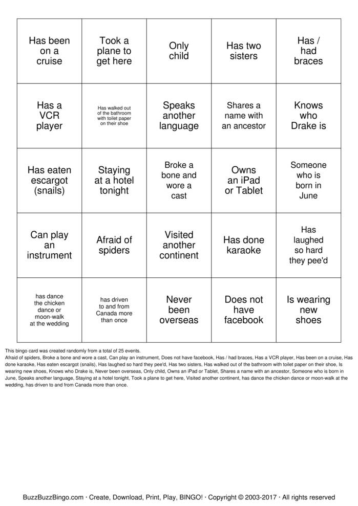 Download Free Wedding Minglo Bingo Cards