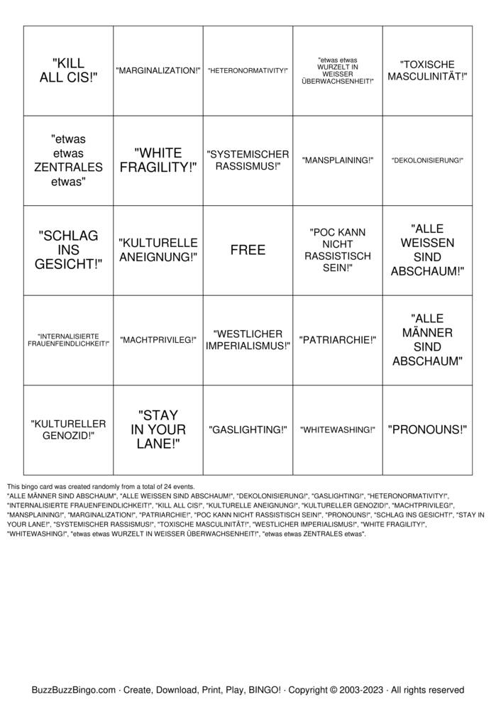 Download Free woke Bingo Cards